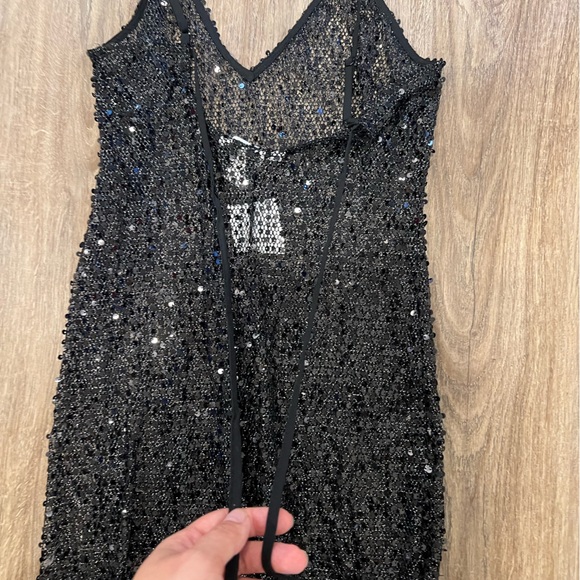 BNWT Sequin mesh maxi dress with slit - Picture 9 of 12